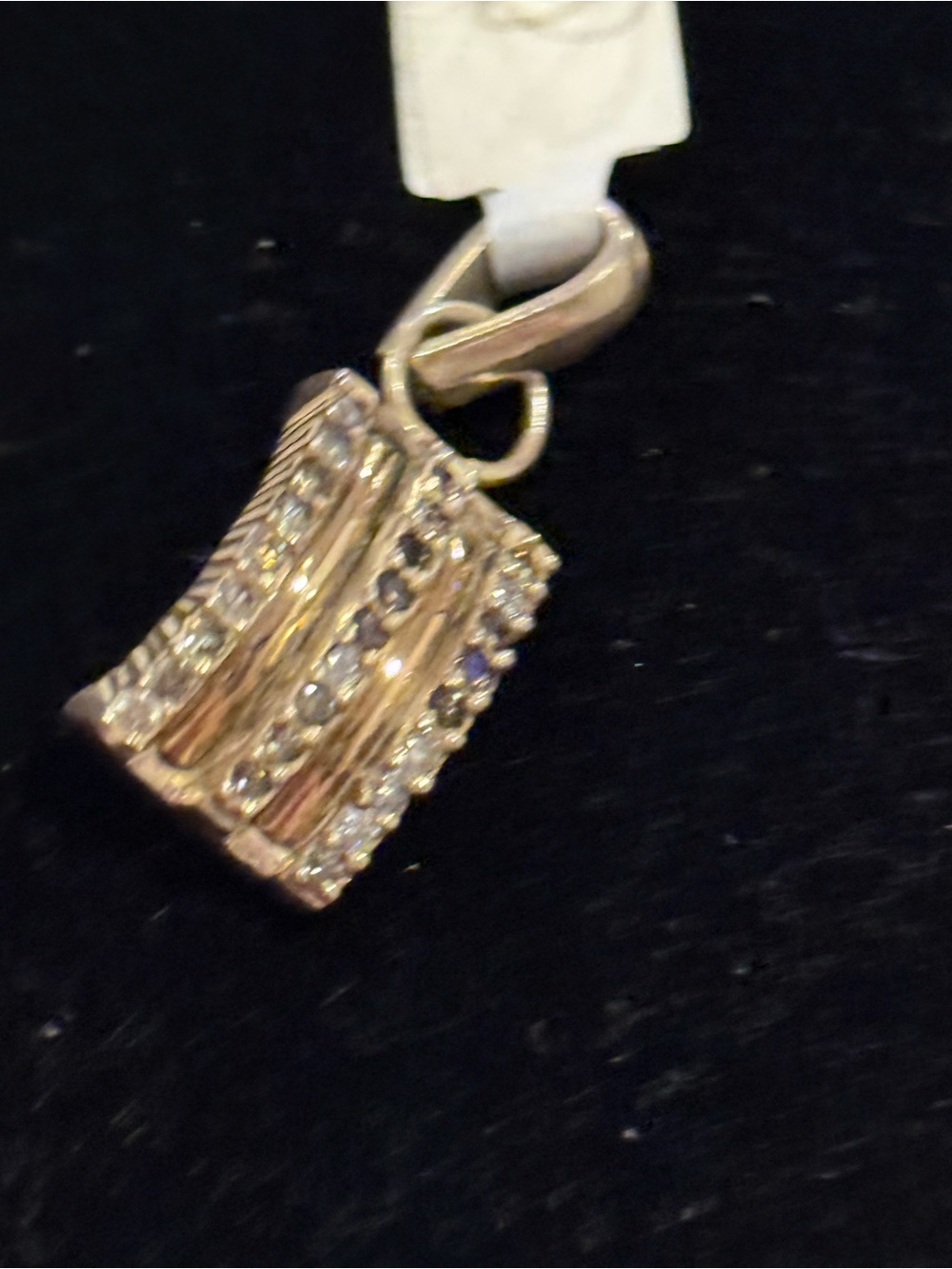 Silver 925 & 18k Gold-Tone Crystal Column Pendant Charm